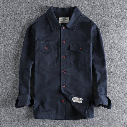 Autumn and Winter Engineer Shirt Jacket American Retro Military Green Tough Guy Men's Long-Sleeve Work Shirt