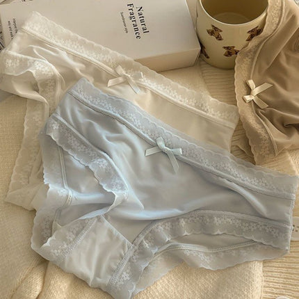 New Cream Girl Underwear Solid Color Seamless Quick-Drying Lace Sexy Ultra-Thin Summer High-End Thin Mask Shorts
