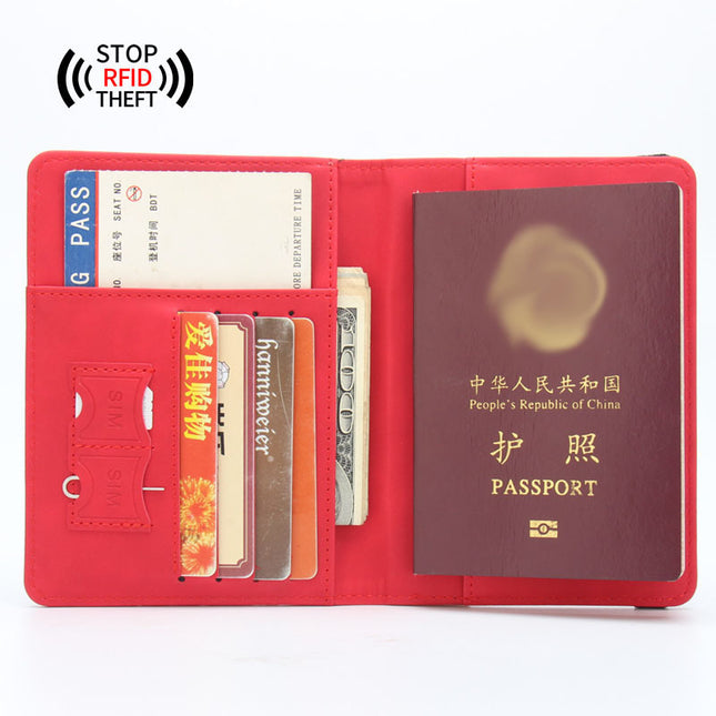 Rfid Anti-Magnetic Passport Holder Amazon Passport Book English Foil Stamping Ticket Holder Multi-Card Slot Elastic Band Passport Cover Leather