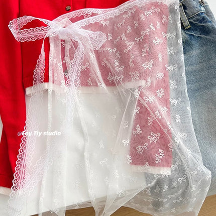 South Korea lace gauze skirt personalized sweet cool new style lace fart curtain apron women's stacked lace-up skirt all-Match cover skirt