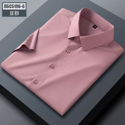 Men's Shirts, Men's Long-Sleeved Summer Business Style Cool and Breathable Mulberry Silk Series Shirts, High-End Non-Iron White Shirts