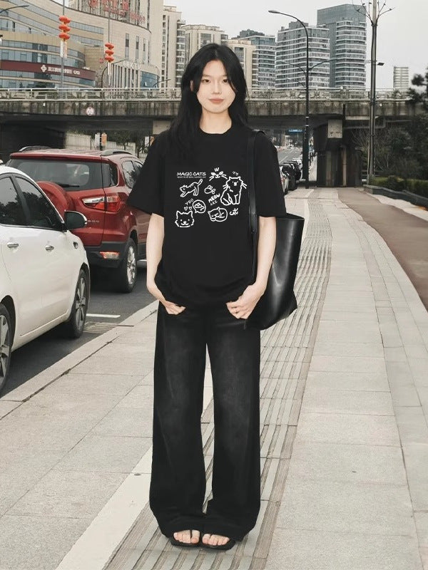 White Short-Sleeve T-Shirt for Women 2026 New Style Pure Cotton Half-Sleeve Loose Summer Base Layer Niche Design Top