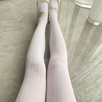 Autumn and Winter Fashion Vertical Stripe Leggings Cotton Warm Slim-fit Slimming Pantyhose All-match Simple Base Trendy Socks for Women