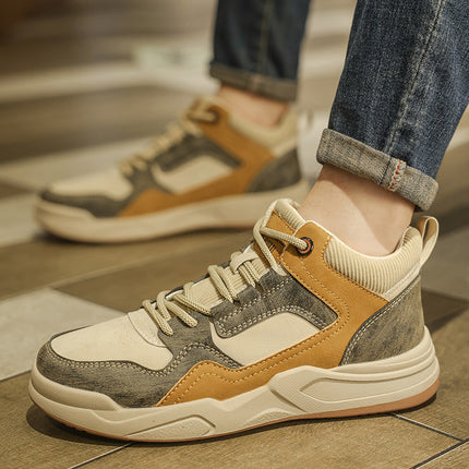 Men's Shoes Winter 2025 New Mid-Top Men's Sports Shoes Student Fashion Casual Sneakers Fleece-Lined Work Boots Cotton Shoes
