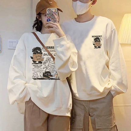 Autumn and Winter Clothing for Men and Women, High-End Velvet Round-Neck Sweatshirts, Couple Wear, Trendy Brand Class Uniforms, Warm Bottoming Shirts