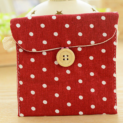Hot-selling supply wave point cotton and linen sanitary napkin storage bag sanitary cotton bag student girl aunt towel storage bag