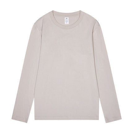 Live explosions cotton 230g heavy round neck T-shirt solid color long sleeve loose bottoming shirt women Xinjiang cotton logo