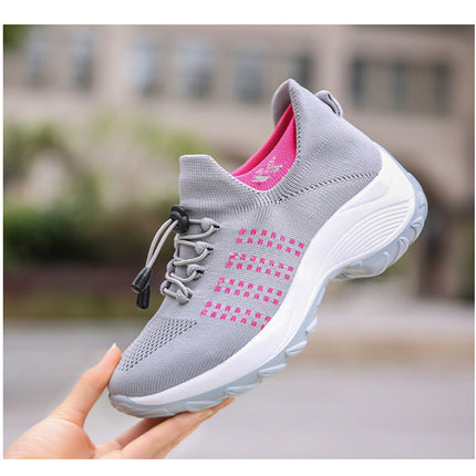 2025 Cross-Border New Large-Size Fly-Knit Mesh Shoes Trendy Mom Shoes Fashionable Sock Shoes Breathable Sports Women's Shoes