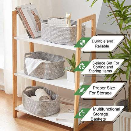Amazon Rectangular Cotton Rope Storage Basket Storage Basket Storage Basket for Living Room Toys and Miscellaneous Items Cotton Rope Woven