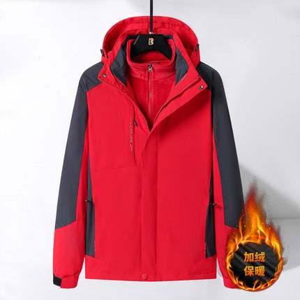 Men's and women's same outdoor jacket fleece-lined couple's jacket detachable three-in-one warm casual mountaineering men's clothing