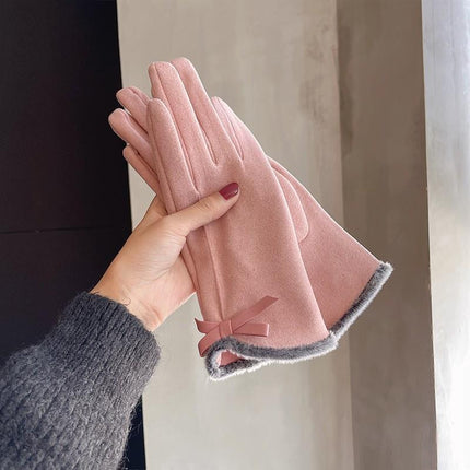 Winter Women's Velvet Thickeneded Plush German Velvet Gloves for Cycling and Driving, Warm and Touch-Screen Cold-Proof German Velvet Gloves