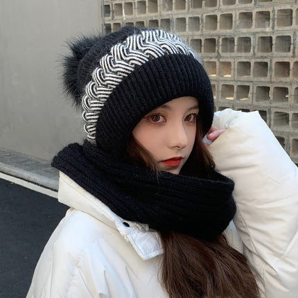 Wool Hat Children 2024 Fall/Winter New Fashion Joker fleece-lined Thickened Scarf Integrated Cold-proof Ear Protection Knitted Hat
