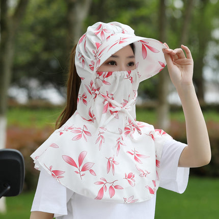 Spring and Summer Sunscreen Mask Neck Protection Integrated Hat Women's Sunshade Hat Outdoor Tea Picking Work Face Covering UV Protection