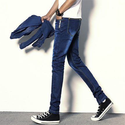 Spring and autumn men's jeans men's Korean version of slim elastic leggings autumn and winter straight trousers a generation of hair