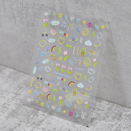 Pink Graffiti Small Drawing Board Nail Art Stickers Tomoni Embossed Popular Japanese Style Nail Stickers Cute Nail Art Accessories