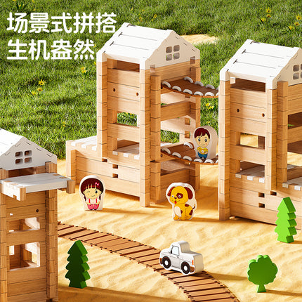 Luban mortise and tenon building blocks children's handmade diy gift Chinese architecture wooden structure hut educational toys