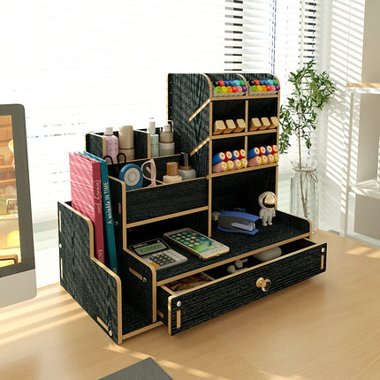 European Desktop Storage Box Pen Holder Stationery Office Desk Storage Integrated Box Creative Remote Control Wooden Box Wholesale