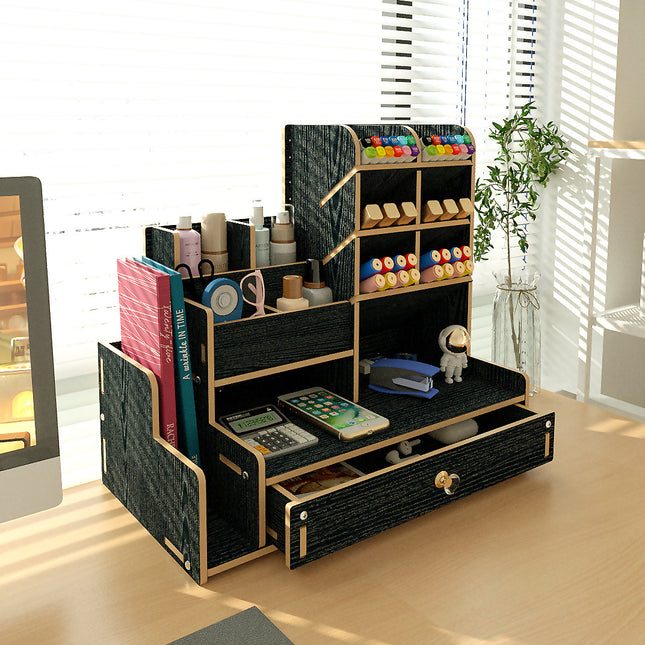 European Desktop Storage Box Pen Holder Stationery Office Desk Storage Integrated Box Creative Remote Control Wooden Box Wholesale
