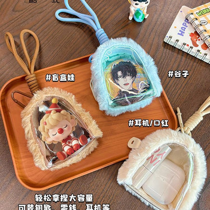 Original Plush Transparent Storage Bag Mini Cute Coin Purse Canvas Earphone Bag Storage Hanging Bag