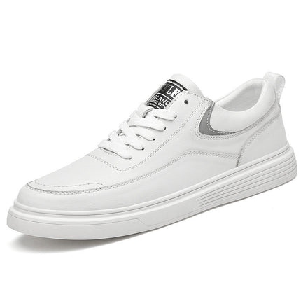 Autumn first layer cowhide men's board leather autumn casual trendy shoes men's leather shoes small white shoes men's trendy low-top