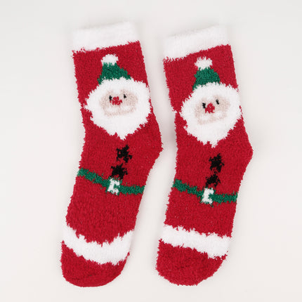 Winter New Christmas Socks Women's Cartoon European and American Winter Christmas Socks Coral Fleece Floor Socks Sleep Socks