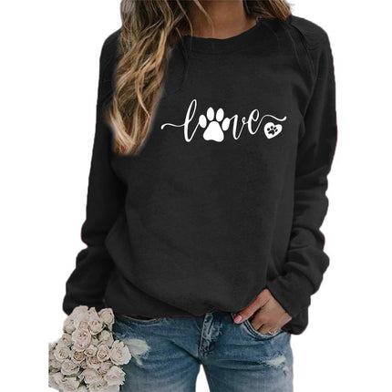 2021 AliExpress Amazon ebay cross-border love dog foot letter printed crew neck vests Europe and the United States autumn and winter