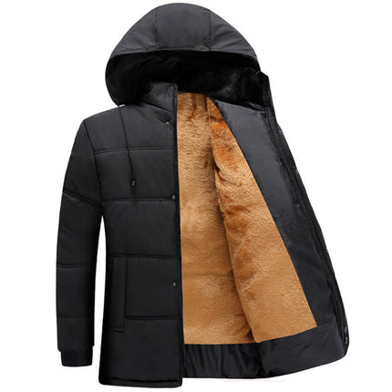Cross-Border Foreign Trade Volume Winter New Men's Fashion Trendy Dad's Wear Middle-Aged Hooded Thickened Cotton Jacket