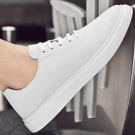 Men's New plus size Cowhide Board Shoes Men's European Station Trendy Casual Pure White Shoes Slip-on Loafers