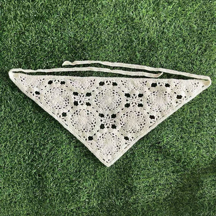 European and American Cross-Border French Ins Retro Handmade Crochet Triangle Scarf Women's Personalized Travel Photo Headscarf Hairband