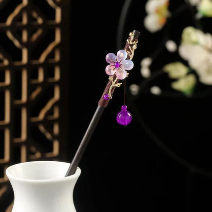 Antique Wood Hairpin Tassel Step-up Hair Hairpin Children's Imitation Ebony Headwear Disc Hair Han Clothing Accessories Ancient Costree Hair Hairpin Hair