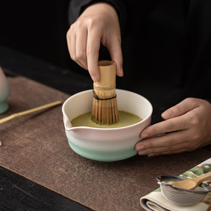 Japanese-Style Matcha Set with Gradient Ceramic Whisk, Tea Bowl, Whisk Holder, and Tea Brush
