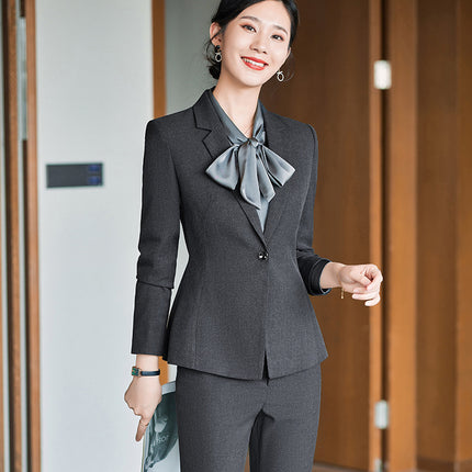 High-end professional suit women's spring and autumn fashion hotel front desk work clothes property customer service bank cashier work clothes