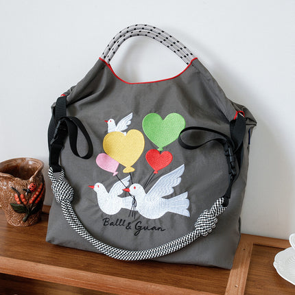 New Canvas Bag Embroidered Shopping Bag Tote Bag Large Capacity Bag Women's Handbag Crossbody Bag