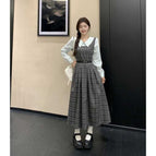Gray plaid dress / Large size l