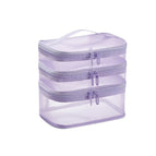 Three-layer mesh cosmetic bag-purple