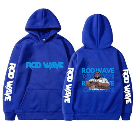 2023 Cross-Border New Product Rod Wave Series Front and Rear Lettering Peripheral Fashion Casual Hooded Sweatshirt