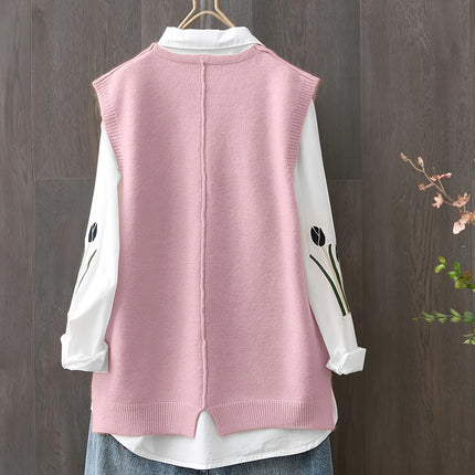 Green Sweater Vest Green V Neck Knit Sweater Vest Women'S