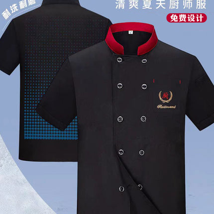 Breathable Chef Work Clothes Summer Men's Short-sleeved Thin Restaurant Restaurant Hotel Restaurant Canteen Kitchen Clothing Women