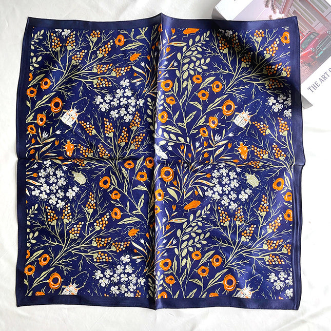A variety of how many flowers silk small square scarf elegant temperament ladies mulberry silk small scarf fashion simple scarf