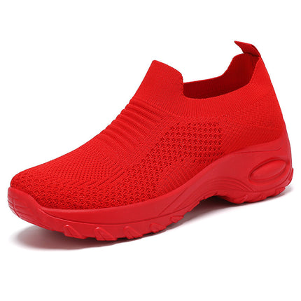 Shoes Women's Casual Shoes Summer New Style Flywoven Breathable Mesh Shoes Soft Sole Comfortable Mom's Shoes Cross-Border Versatile Shoes