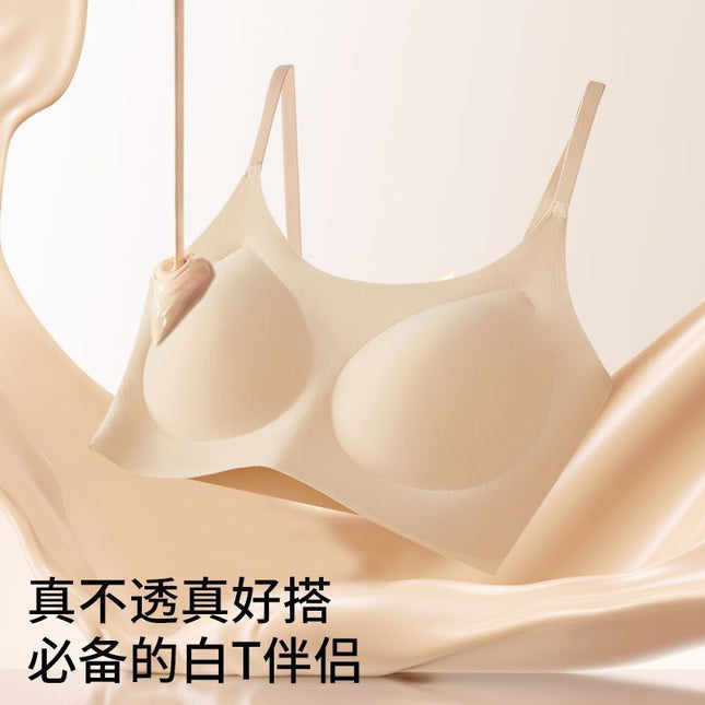 Seamless Invisible Liquid Foundation Underwear Women's Dressing Impermeable Comfortable Fixed Cup Small Chest Push-up Beautiful Back Bra