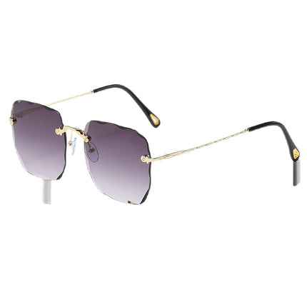 2024 New Arrival Frameless Square Sunglasses Women's Korean Style Cyber Celebrant Round Face Plain Sunglasses Gradient Trendy