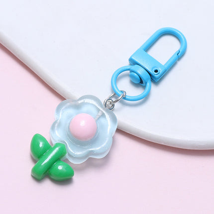 Tulip Flower Keychain Handmade DIY Small Fresh Cute Key Ring Bag Hanging Sweet Student Gift