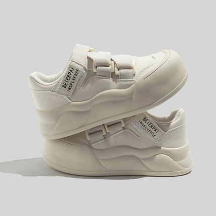Bell Cold-Adhesive White Sneakers with Velcro Straps, Casual Women's Shoes, Fashionable and Versatile, 2026 Spring New Thick-Soled Shoes