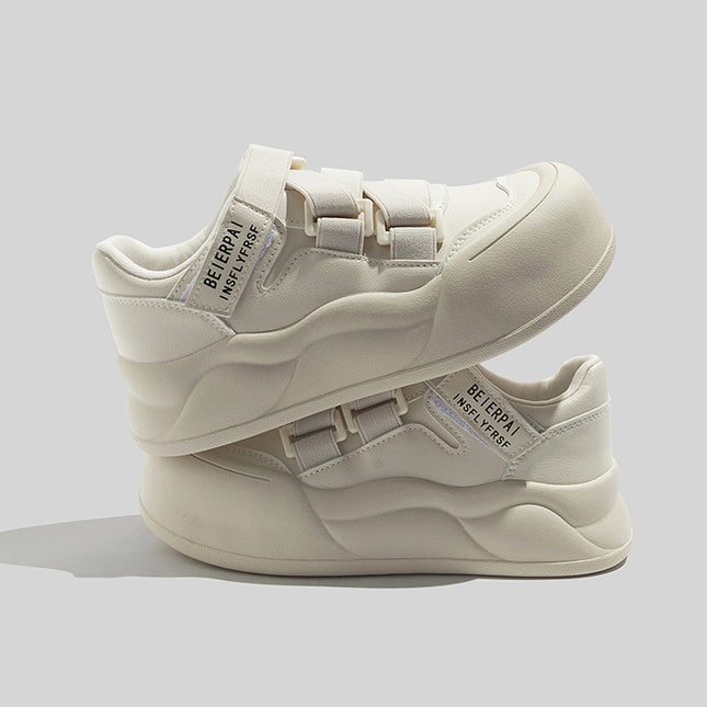Bell Cold-Adhesive White Sneakers with Velcro Straps, Casual Women's Shoes, Fashionable and Versatile, 2026 Spring New Thick-Soled Shoes