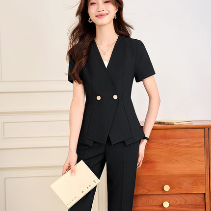 High-End Suit Suit Women's Summer Short-Sleeved Business Attire Hotel Manager Front Desk Reception Jewelry Store Gold Store Work Clothes