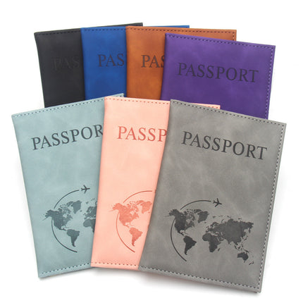 World Map Airplane Passport Holder, Lightweight Leather Passport Case, Portable, Unisex, Universal Passport Cover Set