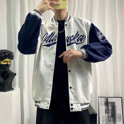 American-style Patchwork Letter Embroidered Cardigan Baseball Suit Men's and Women's Trendy Handsome Retro Fixtures Vertical Collar Jacket Jacket