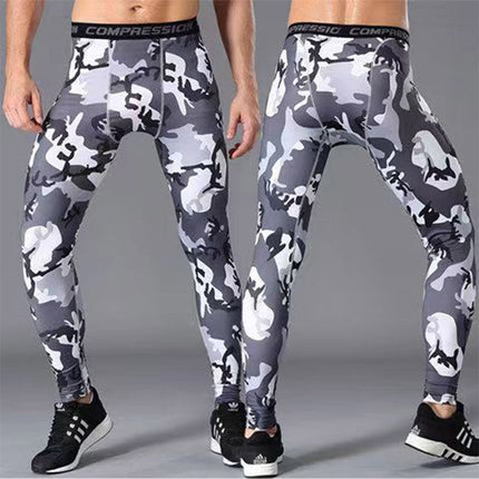 Sports Fitness trousers men's tight quick-drying leggings spring and autumn sports training basketball compression pants new printed pants