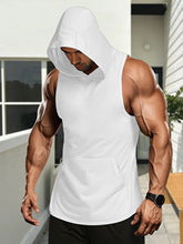 Cross-border European and American size in stock compression quick-drying breathable lightweight sweat-absorbent training fitness tight sports hooded vest